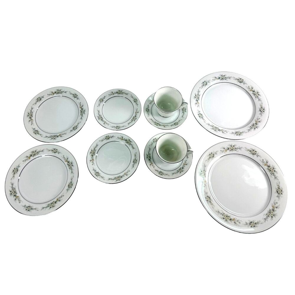 Noritake Melissa 3080 Fine China Silver‎ Trim 10 Pc 2 Place Setting NOS Open Box
